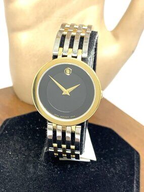 Movado Women's Watch 0607053 Esperanza Black Dial Swiss Quartz Two Tone Steel